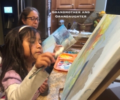 Grandmother & Granddaughter Painting Together